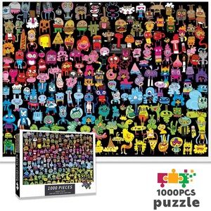 1000-Piece Colorful Cartoon Characters Puzzle Graffiti Multicolor